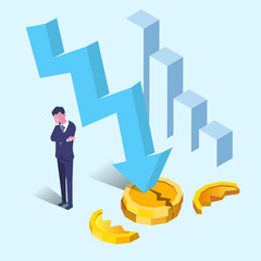 recession and bankrupt concept illustration