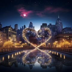 romantic cityscape at night