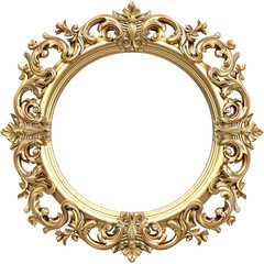 premium and classic golden photo frame on transparent background