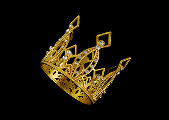 Fototapeta na wymiar Gold crown isolated on black background