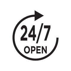 open 24 7 icon design vector template
