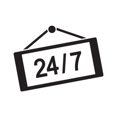 open 24 7 icon design vector template