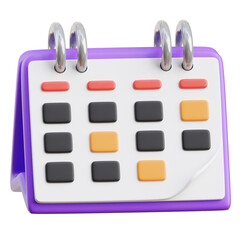 Calender 3d icon isolated White Background 3d rendering