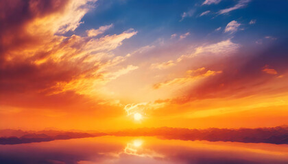 Fototapeta premium abstract illustration background sunset sky orange on digital art concept.