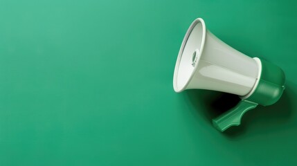 Paper cup megaphone representing Refer a Friend on a green background with copy space. Ai Generated