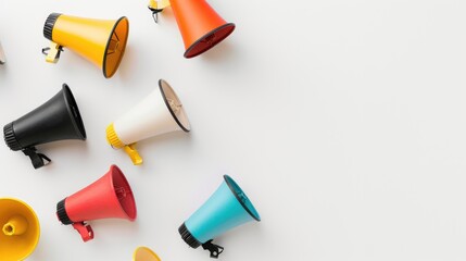 Paper cup megaphone conveying Refer a Friend on a white background with copy space. Ai Generated