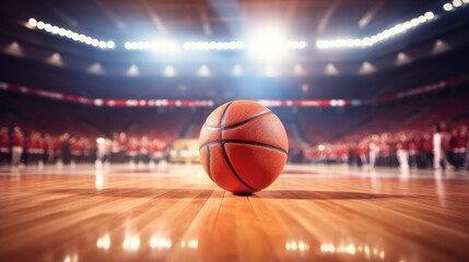 Basketball ball centered in the stadium. Intense sports focus, Ai Generated.