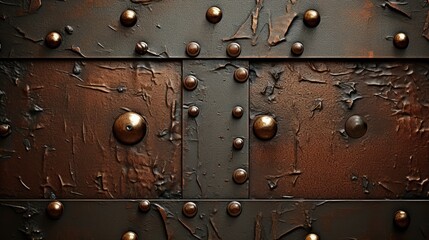 Explore the industrial charm of a steel plate adorned with rivets. Ai Generated