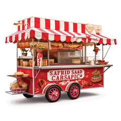 Carnival food cart isolated on white background.