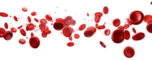 Dynamic red blood cells flowing in plasma, cut out