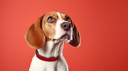 Beagle dog on a one color background, copy space - generative ai