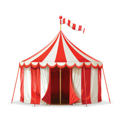 Circus tent with red and white stripes