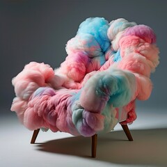 Colorful cotton candy chair on a gray background.