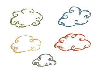 Cute Cartoon clouds set. Editable Clip Art.