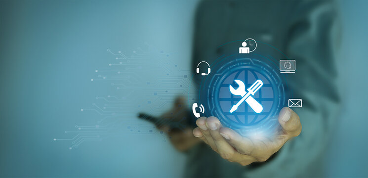 24/7 service, online store concept After-sales service in 24/7 online service with round the clock access to full-time global customer service.	