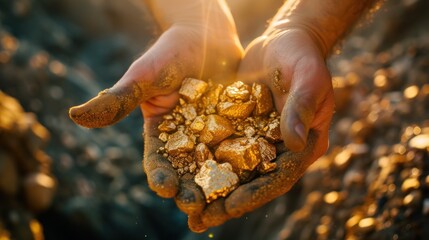 Pure gold from the mines that are dug by the hands of miners.