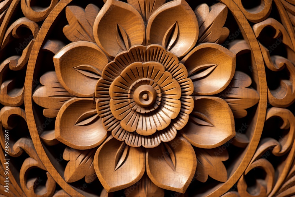 Poster intricate wood patterns set against soothing high-resolution background in natural setting