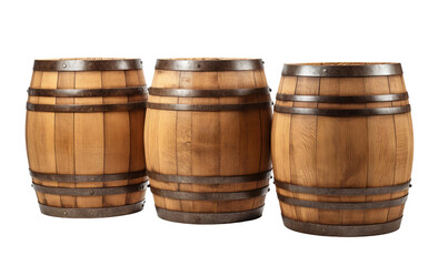 Wooden oak barrels cut out