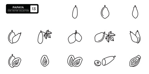 Papaya icon collection, vector icon templates editable and resizable.