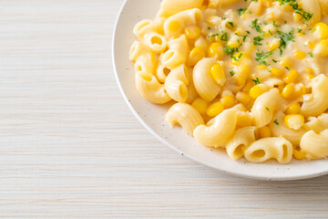 macaroni creamy corn cheese on plate