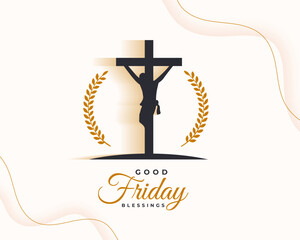 good friday or easter day background with cross and laurel design