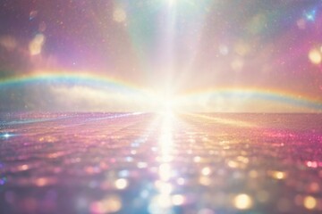 Prism Light Rainbow Overlay Glittering Background with Glossy Texture - obrazy, fototapety, plakaty