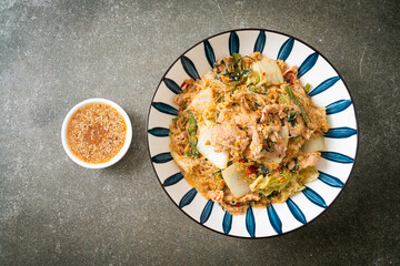 Stir-Fried Thai Styled Sukiyaki or Stir-fried vermicelli with pork and vegetables in sukiyaki sauce
