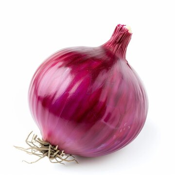 A single whole red onion isolated on white background