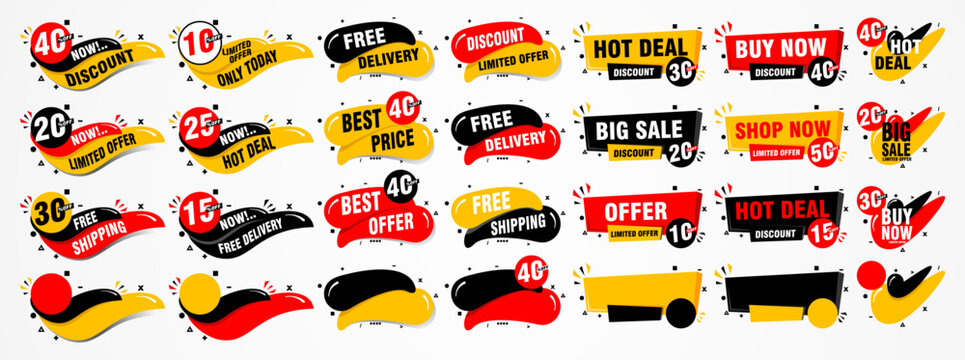 stickers and tags banners set, sales label collection suitable for design promotion media
