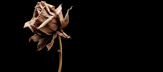 A wilted flower isolated on black background - obrazy, fototapety, plakaty