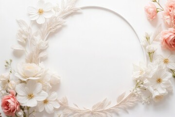 Naklejka na ściany i meble bouquet of white roses circle 