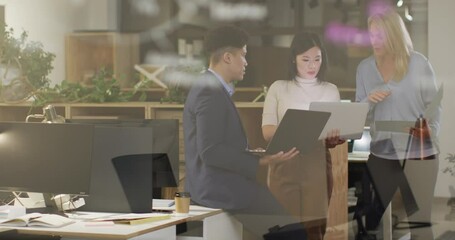 Diverse business office team discusses a project, with copy space - Powered by Adobe