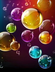 Abstract wallpaper background with flying colorful bubbles on copyspace background Generative AI