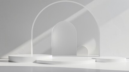 White Room With Three Circular Shelves
