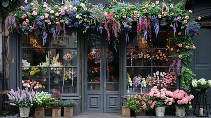 Beautiful flower shop front decoration - obrazy, fototapety, plakaty