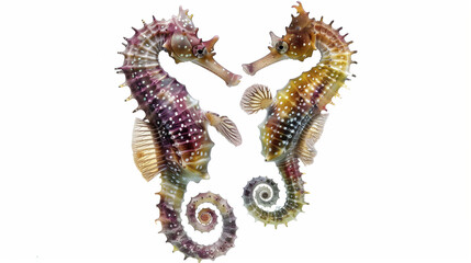 Obraz premium Two sea horses isolated on white