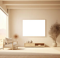 This photo features a living room with a large window and a white couch. The room is illuminated by natural light streaming in through the window, highlighting the simple and modern decor