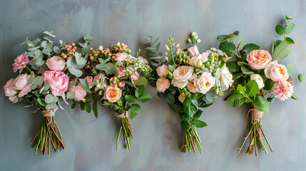 Beautiful romantic flower collection with roses.