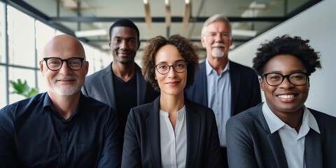 Five people diverse group of success business team