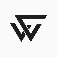 Creative WC or CW initial flat monogram black modern brand unique style logo design