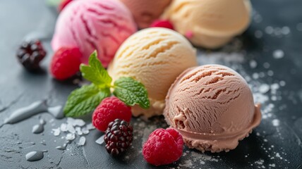 Celebration of flavors with artisanal ice creams and sweet garnishes