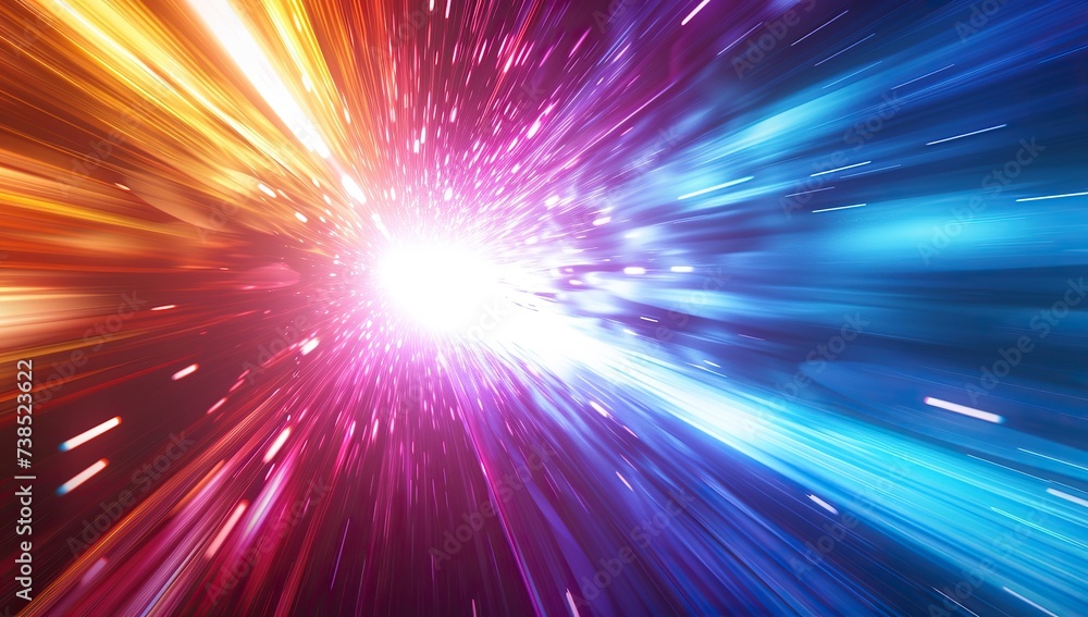 Wall mural light burst in space. speed of light and space exploration concept.