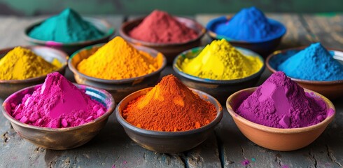 Colorful powders at the market. Culture and traditions concept. - obrazy, fototapety, plakaty