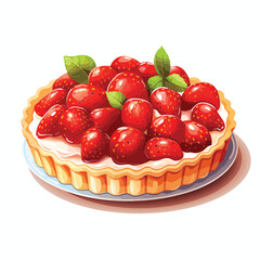 Freshly baked strawberry tart a gourmet delight - obrazy, fototapety, plakaty