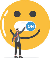 the businessman with Positive Thinking, switch on positive

