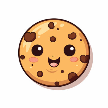 Happy smiling Kawaii cute cookie. Vector flat cartoon