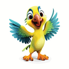 illustration of happy parrot cartoon dancing isolated