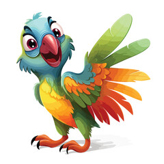 illustration of happy parrot cartoon dancing isolated