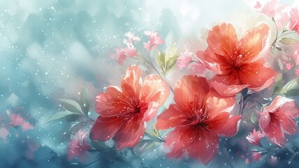 dew-kissed blooms in a serene watercolor effect