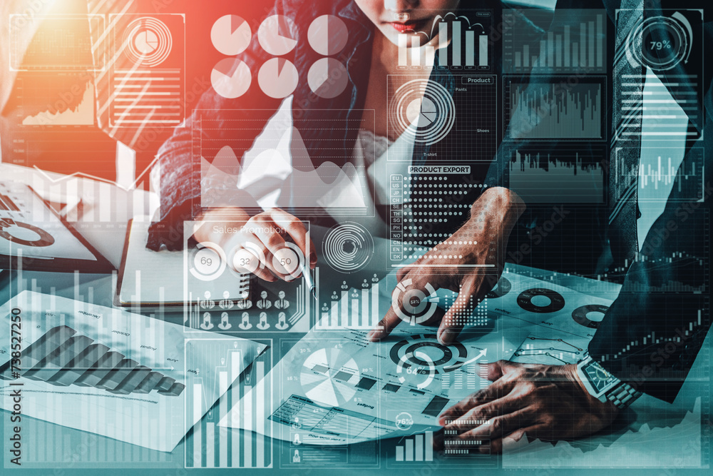 Aufkleber big data technology for business finance analytic concept. modern interface shows massive informatio
